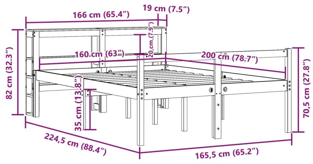 Κρεβάτι Ηλικιωμένου με Κεφαλάρι Λευκό 160x200 εκ. Μασίφ Πεύκο - Λευκό