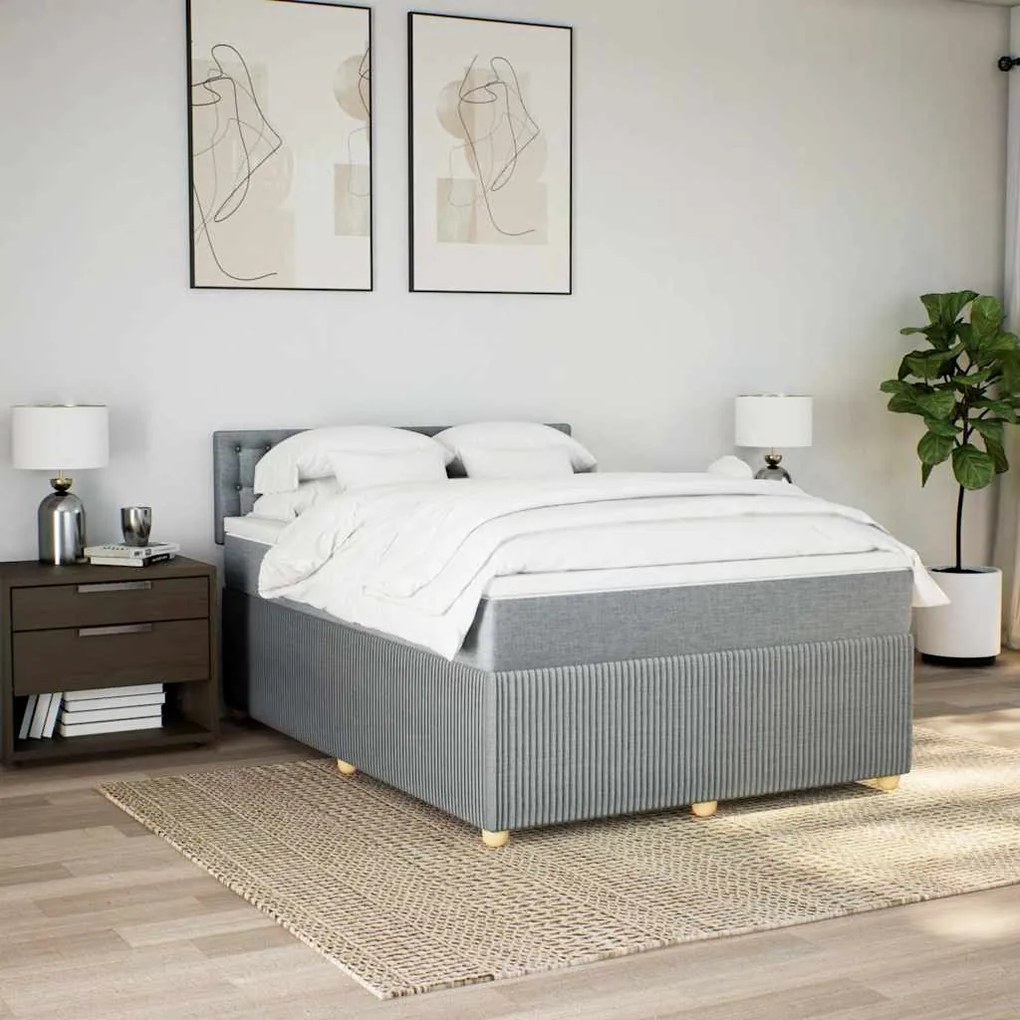 vidaXL Κρεβάτι Boxspring με Στρώμα Αν. Πράσινο 160x200εκ Υφασμάτινο