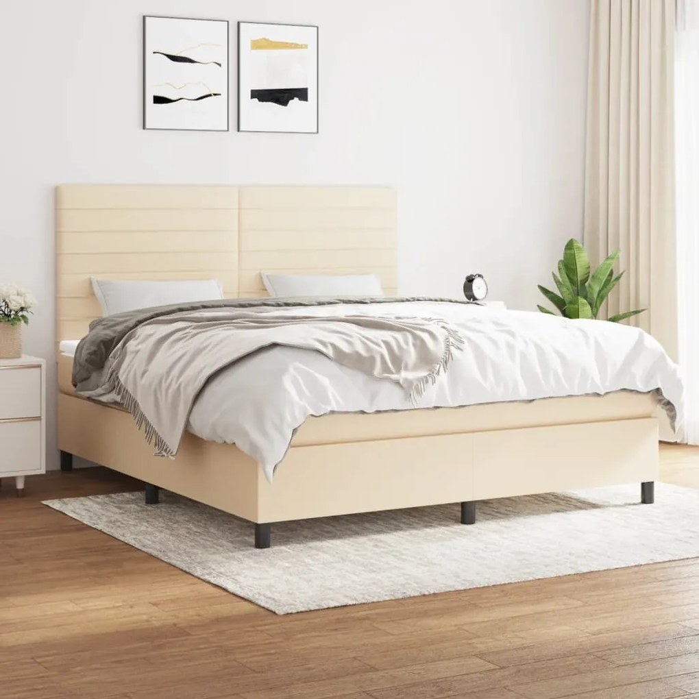 ΚΡΕΒΑΤΙ BOXSPRING ΜΕ ΣΤΡΩΜΑ ΚΡΕΜ 180X200 ΕΚ. ΥΦΑΣΜΑΤΙΝΟ 3141878