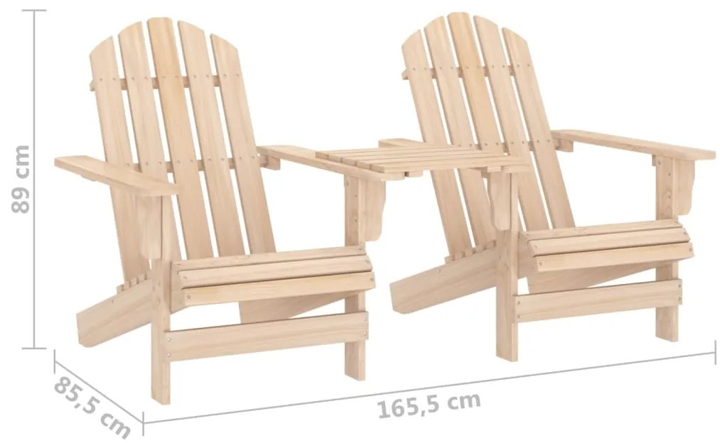 vidaXL Καρέκλες Κήπου Adirondack με Τραπέζι από Μασίφ Ξύλο Ελάτης
