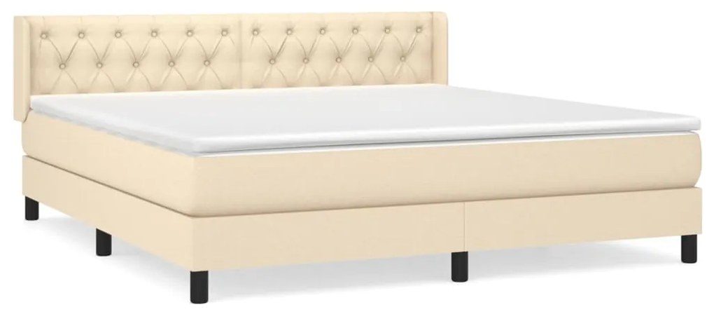 vidaXL Κρεβάτι Boxspring με Στρώμα Κρεμ 160x200 εκ. Υφασμάτινο