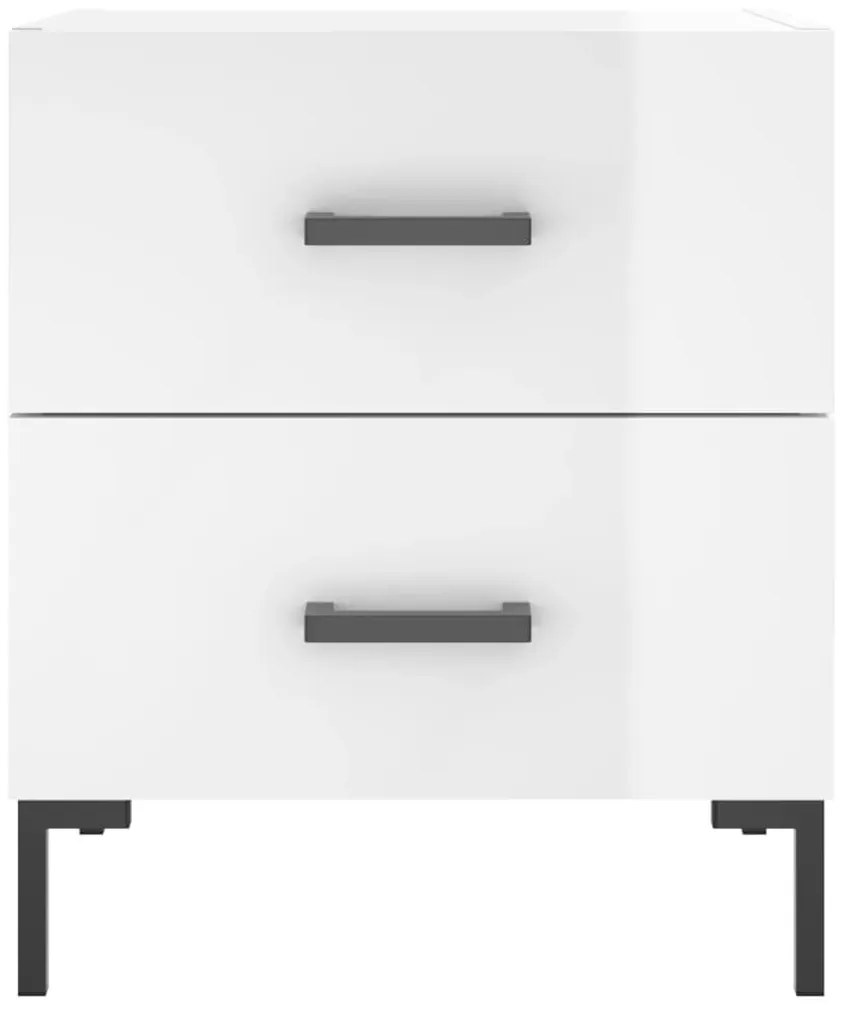 Κομοδίνα 2 τεμ Γυαλ. Λευκό 40 x 35 x 47,5 εκ. από Επεξεργ. Ξύλο - Λευκό