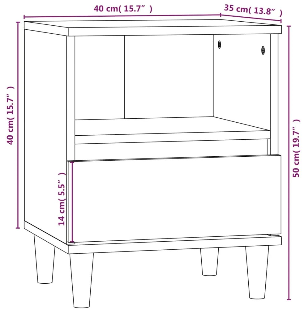 Κομοδίνο Καπνιστή Δρυς 40x35x50 εκ. - Καφέ