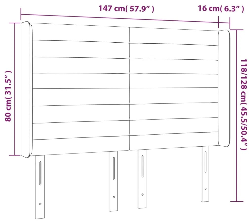 vidaXL Κεφαλάρι Κρεβατιού LED Μαύρο 147x16x118/128 εκ. Βελούδινο