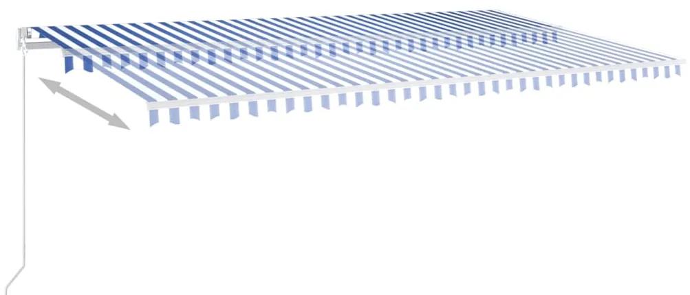 vidaXL Τέντα Συρόμενη Αυτόματη με Στύλους Μπλε / Λευκό 6x3,5 μ.