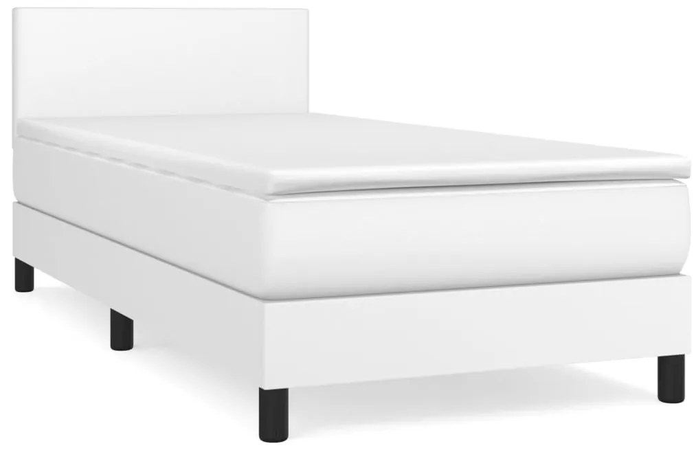 vidaXL Κρεβάτι Boxspring με Στρώμα Λευκό 80 x 200 εκ. Συνθετικό Δέρμα