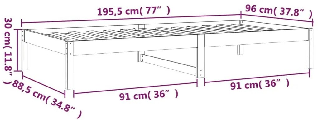 Καναπές Κρεβάτι Καφέ μελί 90x190εκ Μασίφ Ξύλο Πεύκου 3FT Single - Καφέ