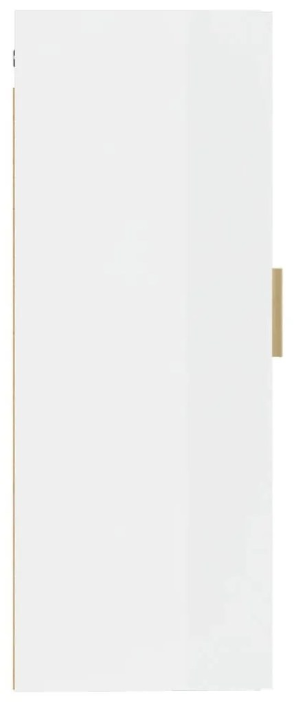 Ντουλάπι Τοίχου Γυαλιστ. Λευκό 35x34x90 εκ. Επεξεργασμένο Ξύλο - Λευκό