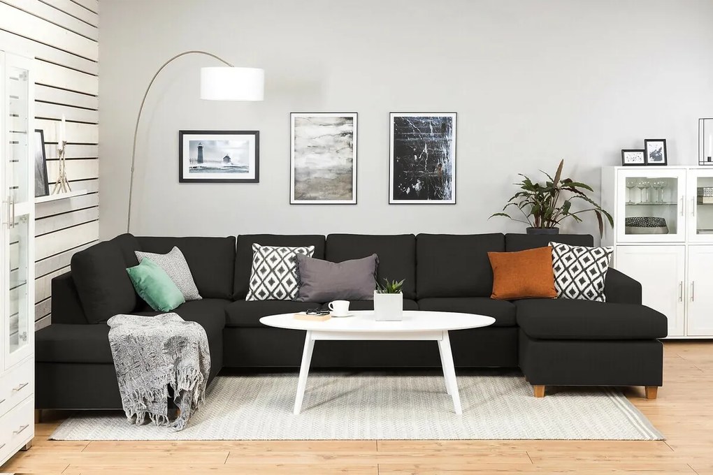 Γωνιακός Καναπές Scandinavian Choice C161, Μαύρο, 344x199x80cm