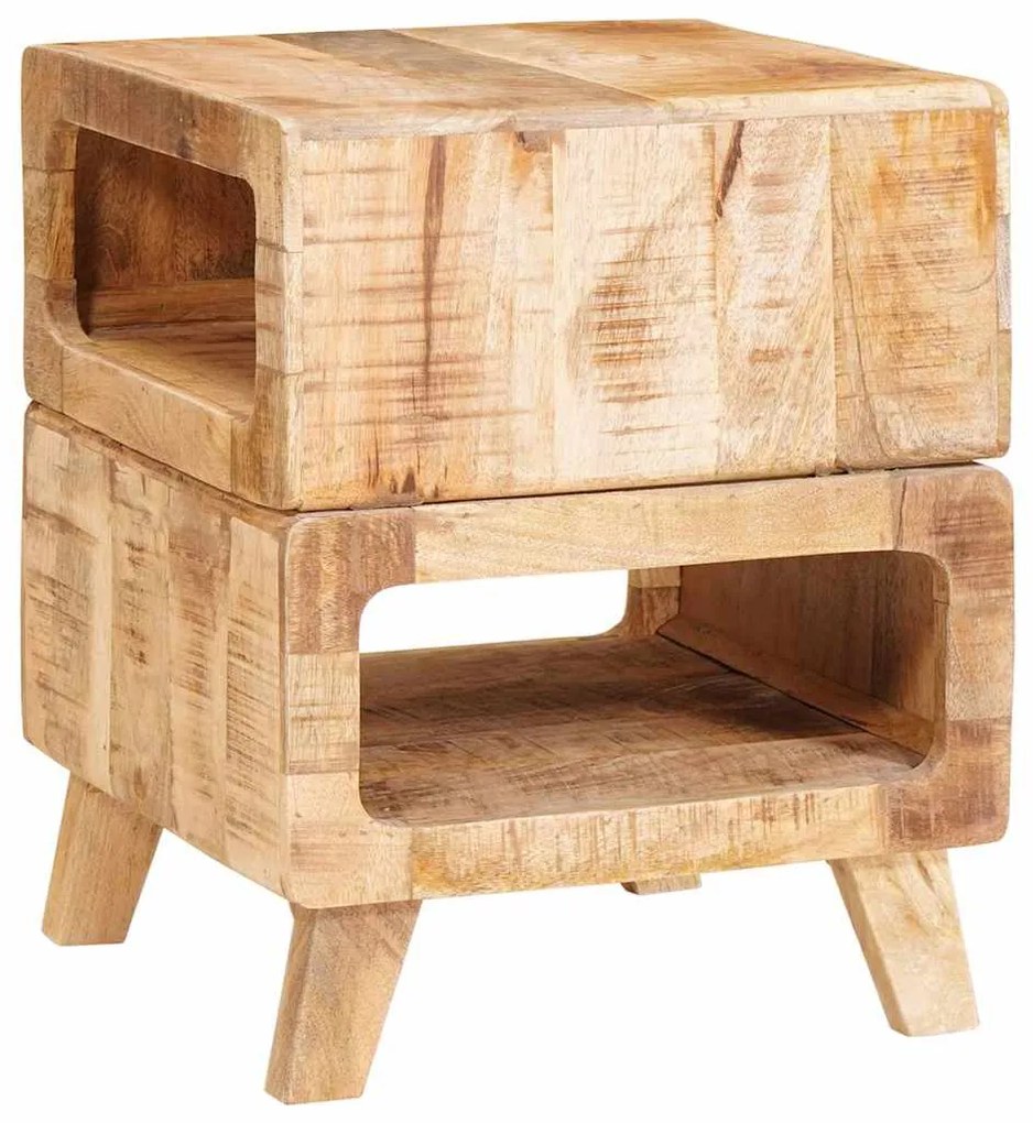 vidaXL Τραπέζια άκρης με ράφι Καφέ 40 x 40 x 49 εκ Μασίφ ξύλο μάνγκο