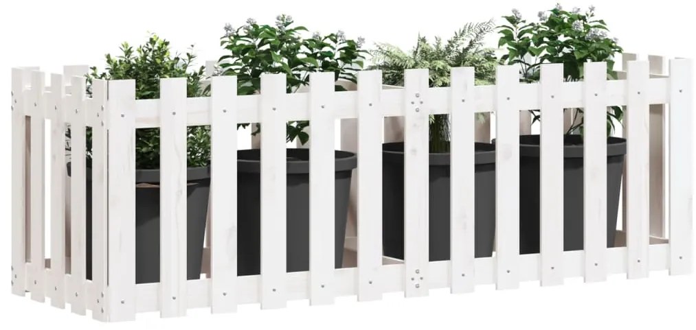 vidaXL Ζαρντινιέρα Υπερυψωμένη Σχ Φράχτη Λευκή 150x50x50εκ Μασίφ Πεύκο