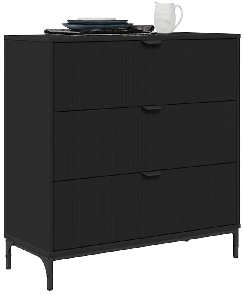 vidaXL Πλαϊνό γραφείο Μαύρο 79.5 x 33 x 82 εκ Επεξεργασμένο ξύλο