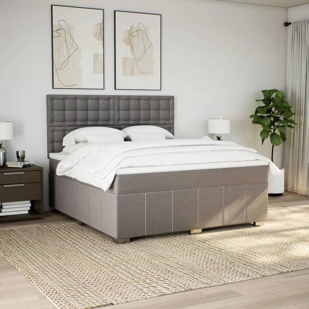 vidaXL Κρεβάτι Boxspring με Στρώμα Taupe 180x200 εκ. Υφασμάτινο