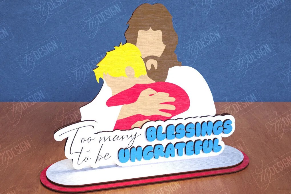 Σετ των 2 Intra απο ξύλο plywood 3mm-4mm πάχος Χριστιανική επιτραπέζια βάση |Χριστιανική επιγραφή Δίασταση 30x20 cm INTRAFABR-113924593