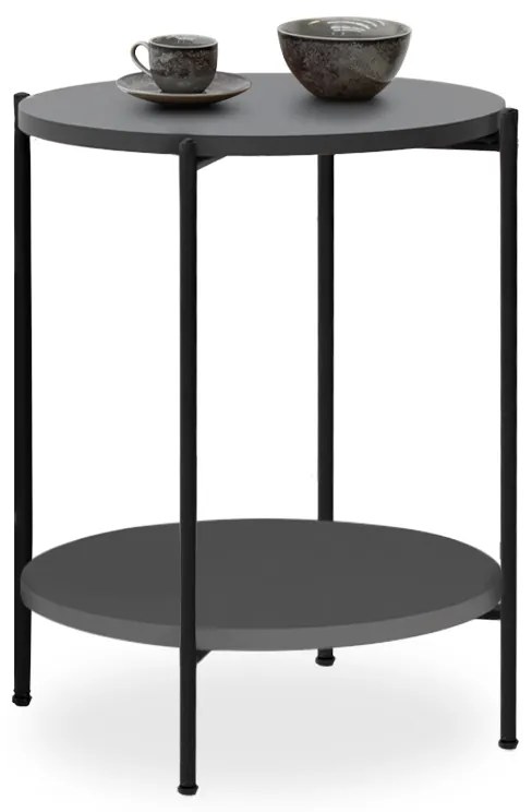 Τραπεζάκι βοηθητικό Argento Megapap χρώμα ανθρακί 43x43x60εκ.