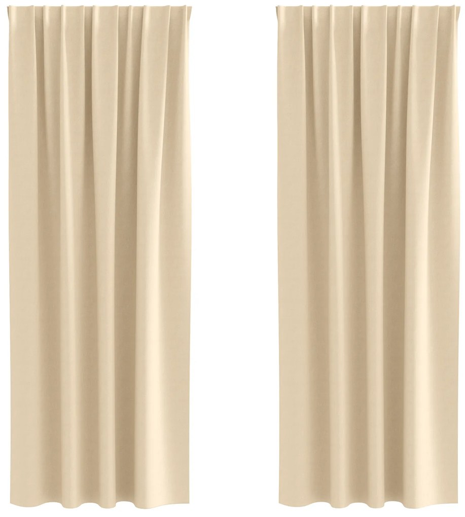 vidaXL Κουρτίνες με κουρτίνες 2 pcs Κρεμ 225 x 140 εκ. Πολυεστέρας