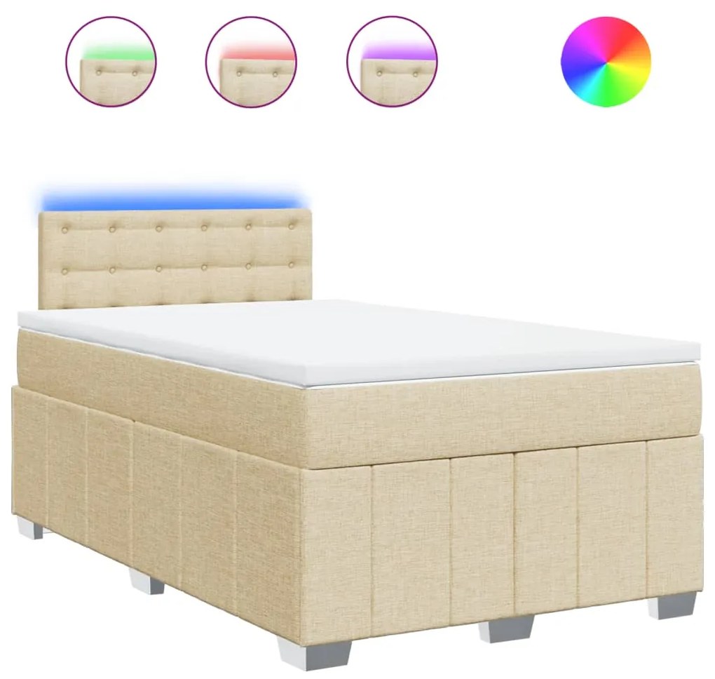 ΚΡΕΒΑΤΙ BOXSPRING ΜΕ ΣΤΡΩΜΑ ΚΡΕΜ 120X200 ΕΚ. ΥΦΑΣΜΑΤΙΝΟ 3289354