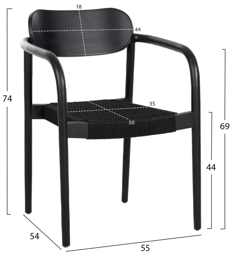 ΠΟΛΥΘΡΟΝΑ OSLO HM9636.12 ΞΥΛΟ TEAK ΜΑΥΡΟ &amp; ΜΑΥΡΟ ΣΧΟΙΝΙ 55x54x80Yεκ.