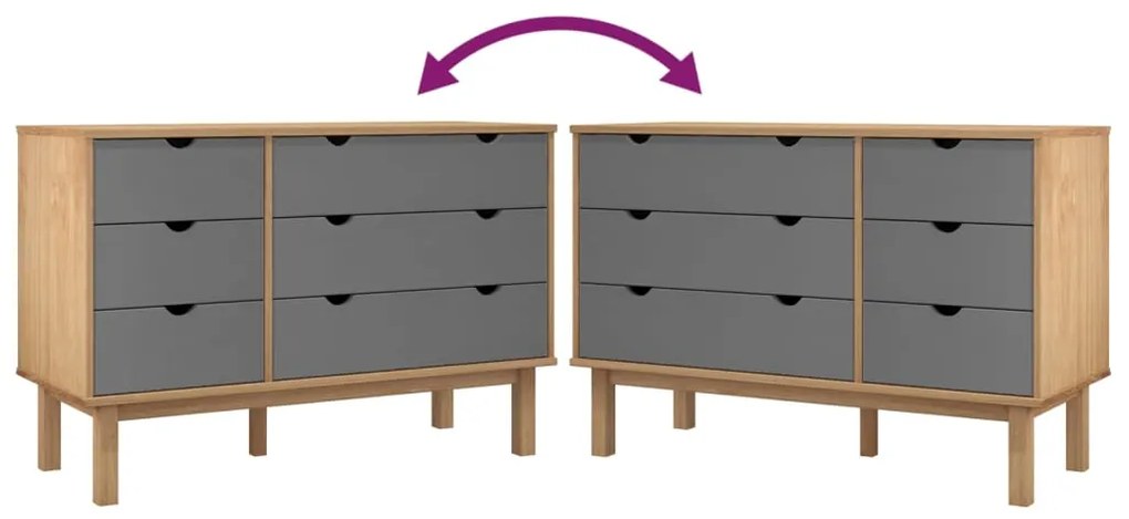 vidaXL Συρταριέρα OTTA Καφέ &amp; Γκρι 111x43x73,5 εκ. Μασίφ Ξύλο Πεύκου