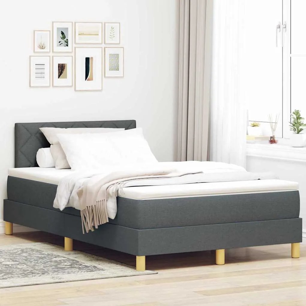 vidaXL Κρεβάτι box spring με στρώμα Σκούρο Γκρι 120 x 190 cm ύφασμα