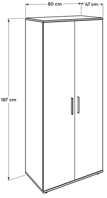 Ντουλάπα ρούχων Trendline Megapap δίφυλλη χρώμα λευκό 80x47x187εκ. - GP009-0253,1