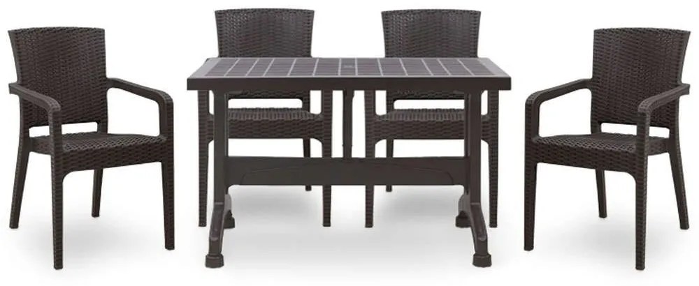 Τραπεζαρία Callan (Σετ 5Τμχ) 0226719 120x70cm Brown Four Seater