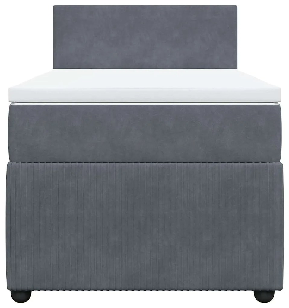 vidaXL Κρεβάτι Boxspring με Στρώμα Σκούρο Γκρι 80x200 εκ. Βελούδινο