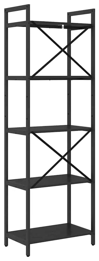 vidaXL Ράφι Βιβλίων Μαύρη Οξυά 56 x 34 x 171 εκ Επεξεργασμένο ξύλο