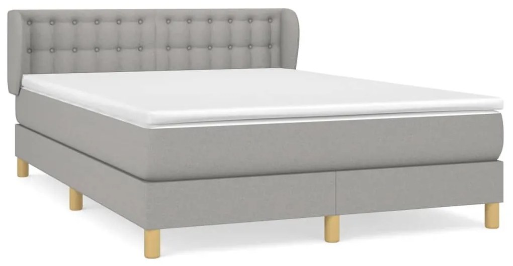 Κρεβάτι Boxspring με Στρώμα Ανοιχτό Γκρι 140x190 εκ. Υφασμάτινο - Γκρι