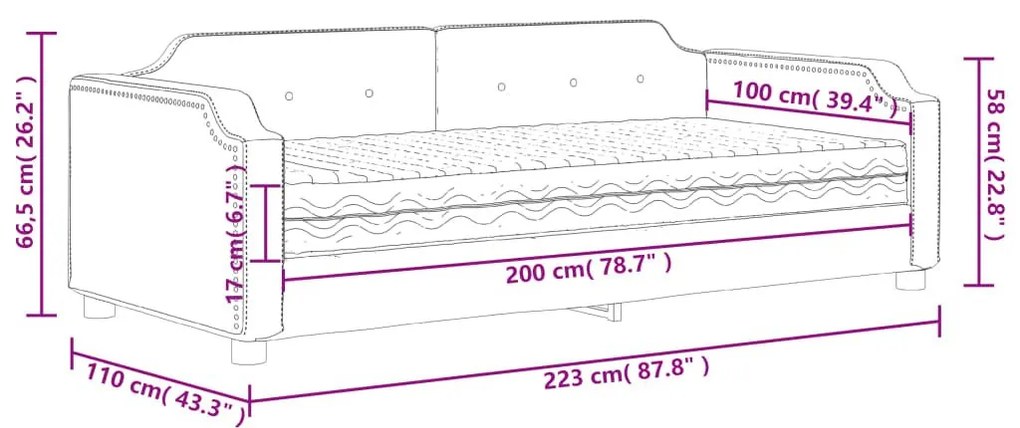 Καναπές Κρεβάτι με Στρώμα Κρεμ 100 x 200 εκ. Υφασμάτινο - Κρεμ