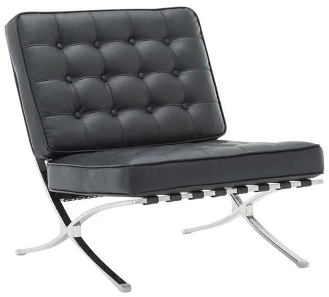 BARCELONA τ. Καρέκλα Σαλονιού Καθιστικού Inox - Pu Μαύρο  75x83x84cm [-Μαύρο-] [-PU - PVC - Bonded Leather-] Ε968,12