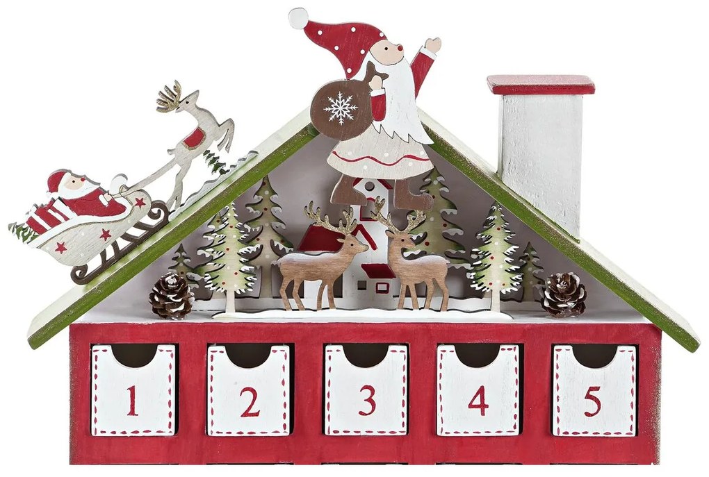 Εορταστικό Ημερολόγιο DKD Home Decor Ξύλο Σπίτι (27 x 7 x 40 cm) (x2)