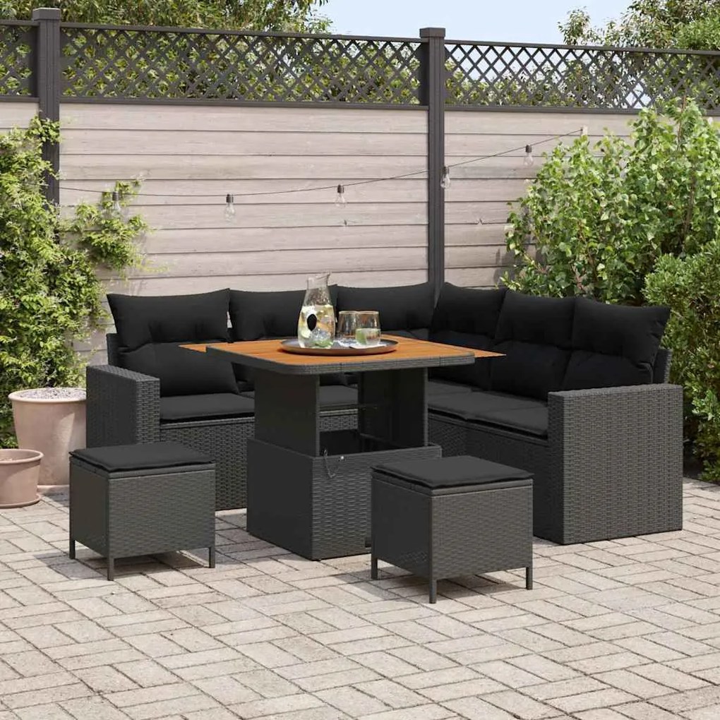 vidaXL Σετ Καναπέ Κήπου 8 pcs Μαύρο συνθετικό ρατάν