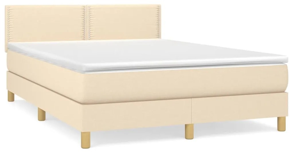 vidaXL Κρεβάτι Boxspring με Στρώμα Κρεμ 140x190 εκ. Υφασμάτινο