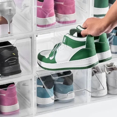 VEVOR Shoe Storage Boxes 9PCS Stackable Shoe Boxes US Size 13 Transparent White