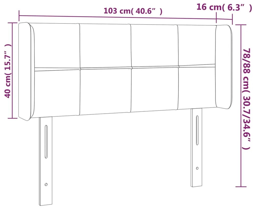 vidaXL Κεφαλάρι Κρεβατιού LED Κρεμ 103x16x78/88 εκ. Υφασμάτινο