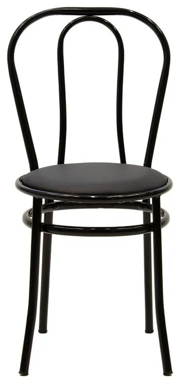 Καρέκλα "WIEN" από μέταλλο/τεχνόδερμα σε μαύρο χρώμα 39x85
