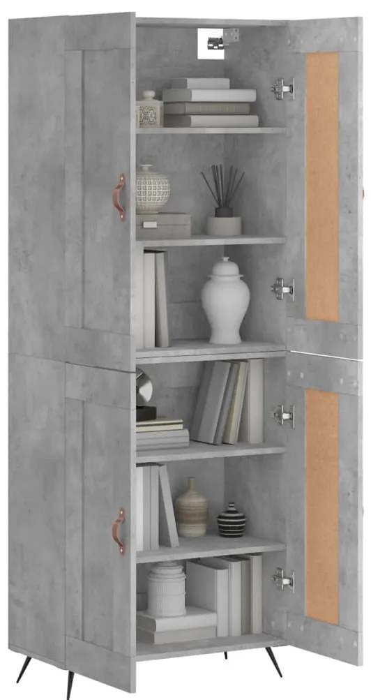 vidaXL Ντουλάπι Γκρι Σκυροδέματος 69,5x34x180 εκ. Επεξεργασμένο Ξύλο