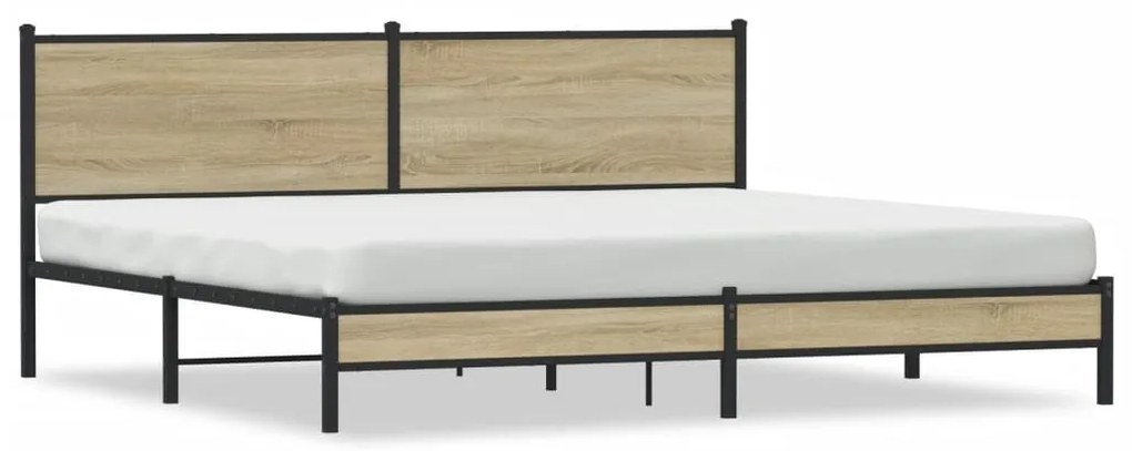 vidaXL Σκελετός Κρεβ. Χωρίς Στρώμα Sonoma Δρυς 193x203 εκ. Μεταλλικό