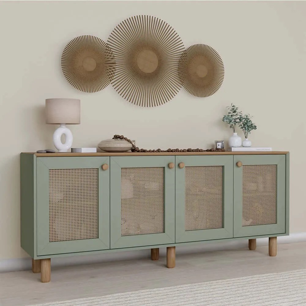 Μπουφές Bohemian 350MWD1507 180x40x75cm Green-Oak Μοριοσανίδα, Μελαμίνη