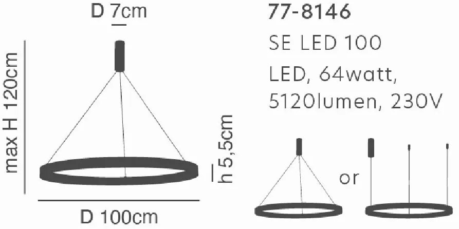 SE LED 100 AMAYA PENDANT NICKEL MAT Ε5