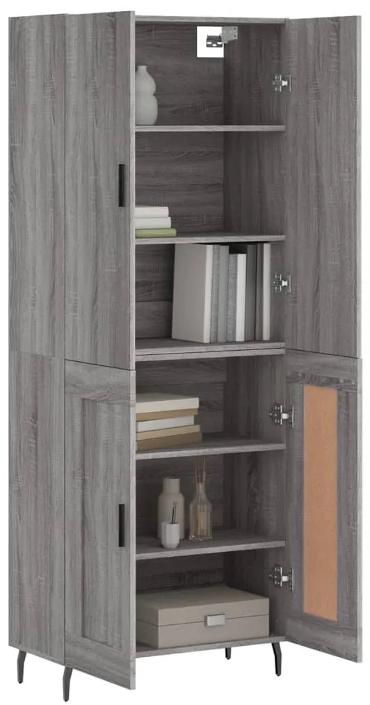vidaXL Ντουλάπι Γκρι Sonoma 69,5 x 34 x 180 εκ. Επεξεργασμένο Ξύλο