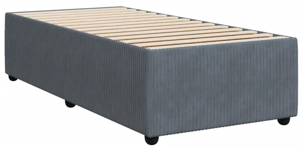 vidaXL Κρεβάτι Boxspring με Στρώμα Σκούρο Γκρι 100x200 εκ. Βελούδινο
