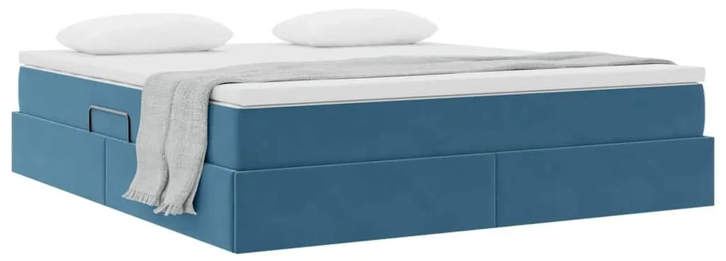 vidaXL Κρεβάτι με αποθηκευτικό χώρο και στρώμα με στρώμα Σκούρο Μπλε