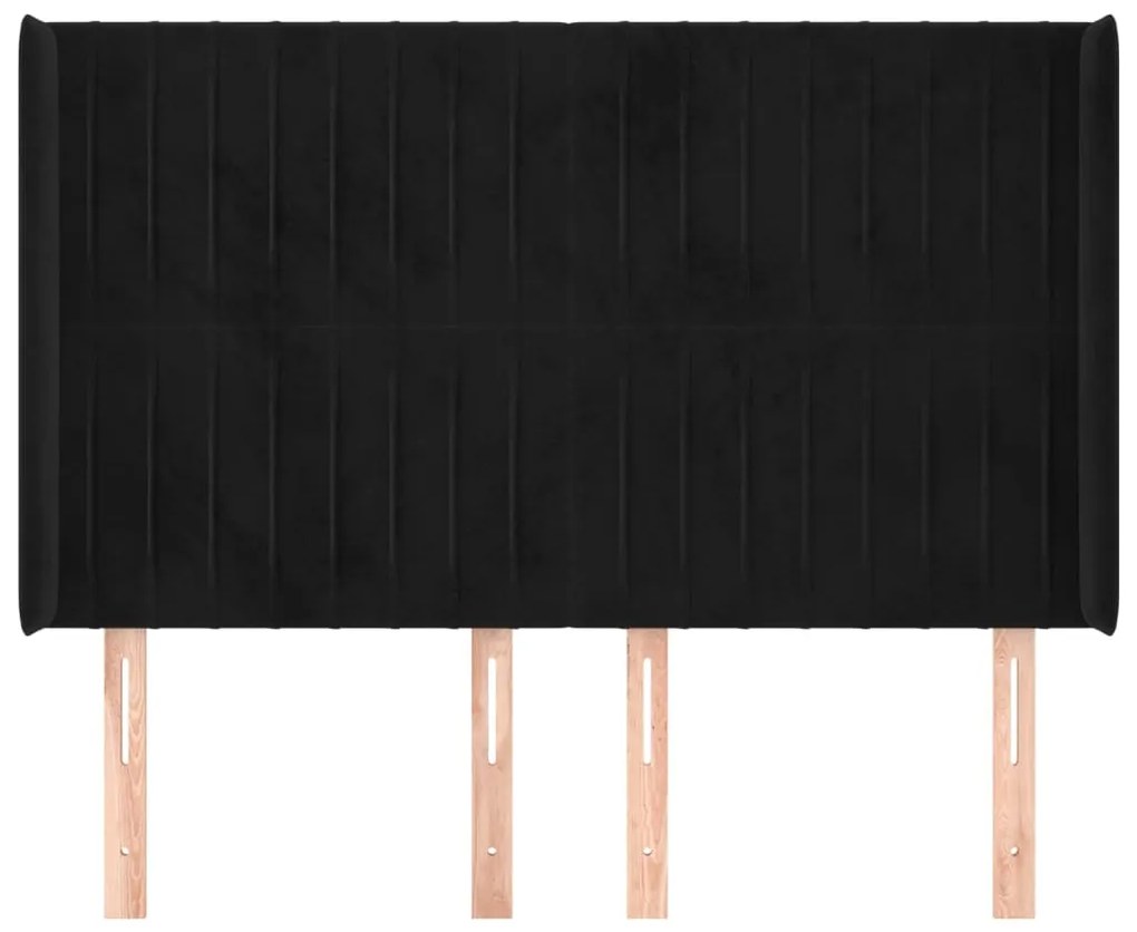 vidaXL Κεφαλάρι με Πτερύγια Μαύρο 147x16x118/128 εκ. Βελούδινο