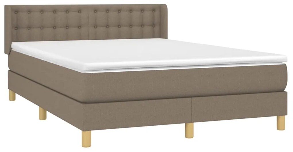 vidaXL Κρεβάτι Boxspring με Στρώμα Taupe 140x190 εκ. Υφασμάτινο