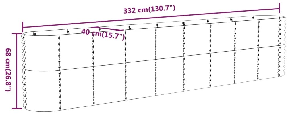 vidaXL Ζαρντινιέρα Ανθρακί 332x40x68 εκ Ατσάλι με Ηλεκτρ. Βαφή Πούδρας