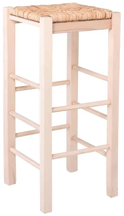 WOODWELL ΤΑΒΕΡΝΑΣ Σκαμπό BAR, Οξιά Εμποτισμός Φυσικό, Κάθισμα Ψάθα 35x35x80cm Ρ977,Ε1