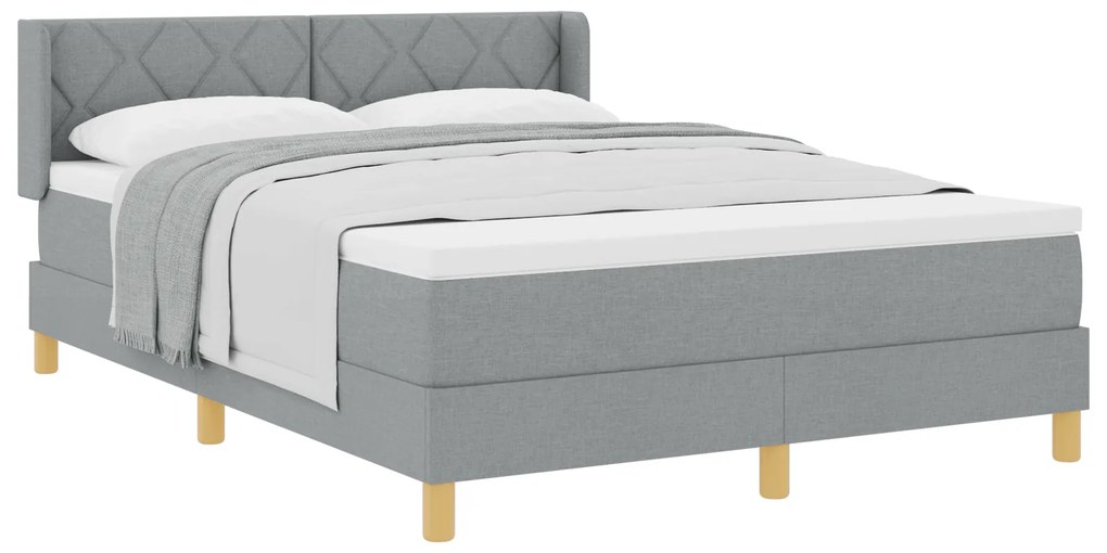 vidaXL Κρεβάτι Box Spring με στρώμα σε ανοιχτό γκρι, 140 x 200 cm, από ύφασμα.