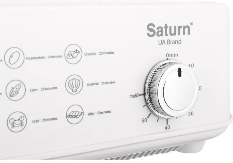 Ατμομάγειρας Saturn ST-EC1187, 1500W, 12 l, Αυτόματη διακοπή, Ένδειξη στάθμης νερού, Λευκό